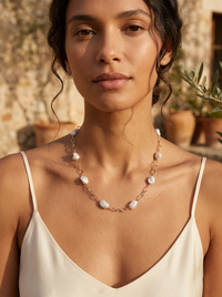 Pearlicious Keshi Pearl Chain Link Necklace