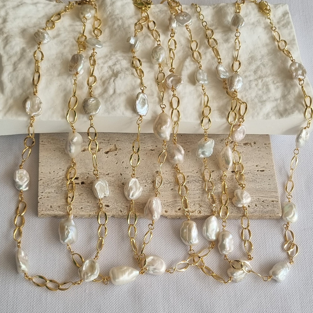 Pearlicious Keshi Pearl Chain Link Necklace