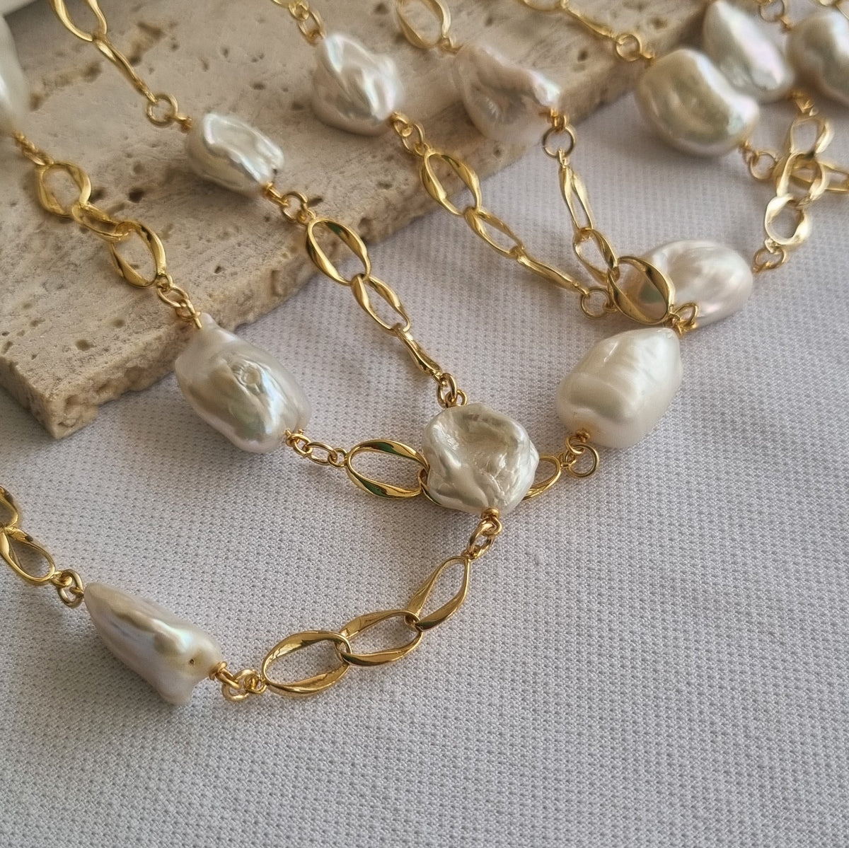 Pearlicious Keshi Pearl Chain Link Necklace