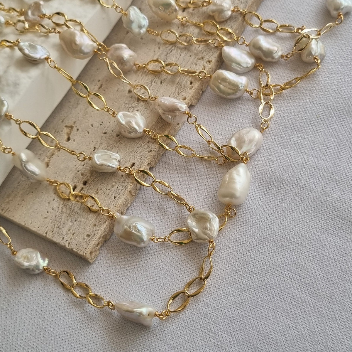 Pearlicious Keshi Pearl Chain Link Necklace