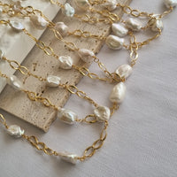 Pearlicious Keshi Pearl Chain Link Necklace