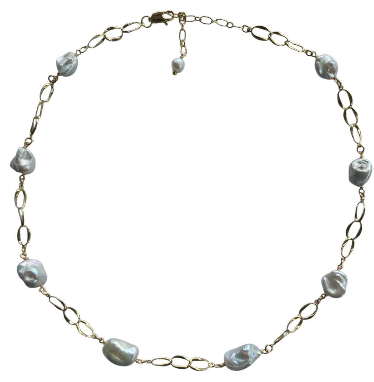 Pearlicious Keshi Pearl Chain Link Necklace