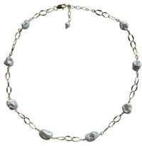 Pearlicious Keshi Pearl Chain Link Necklace