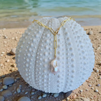 Pearlicious Lariat Baroque Pearl Paperclip adjustable necklace