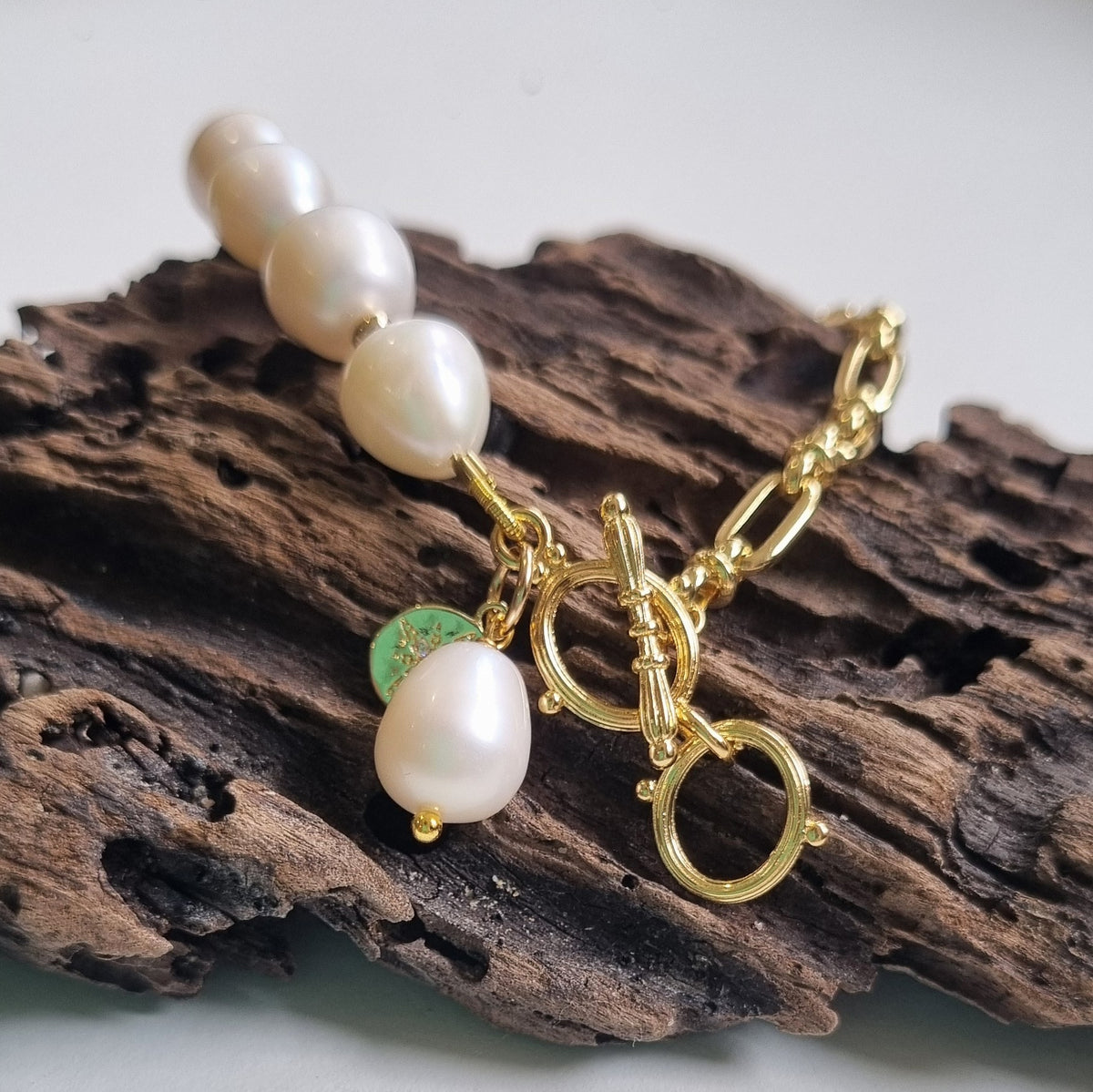 Pearlicious Marine Pearl Charm Chain Bracelet