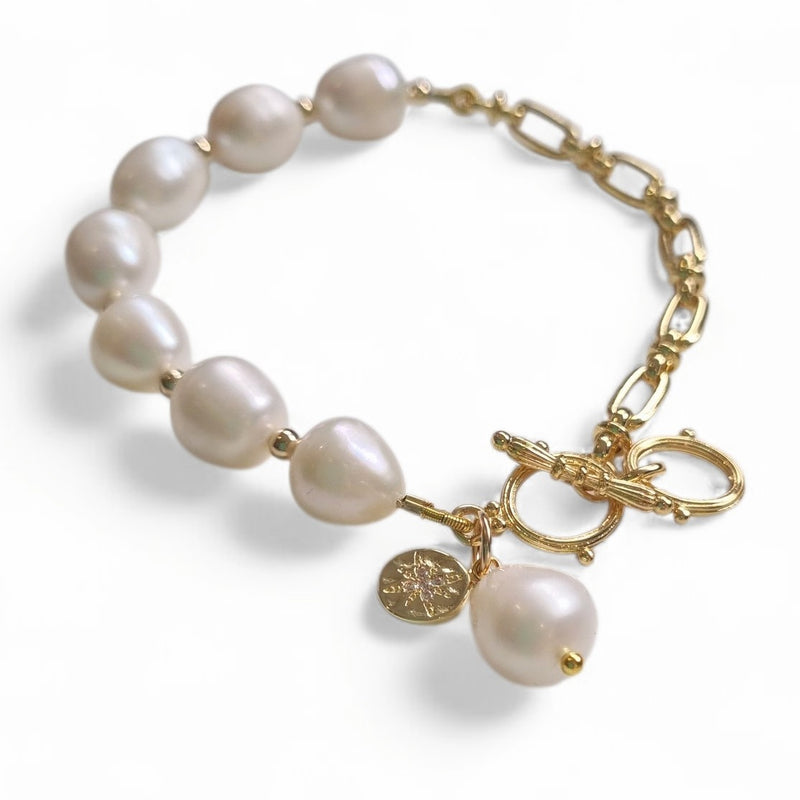 Pearlicious Marine Pearl Charm Chain Bracelet
