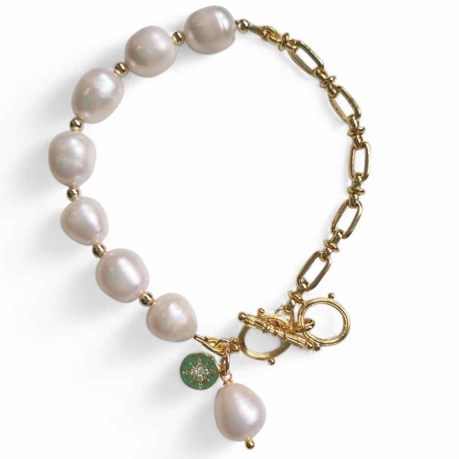 Pearlicious Marine Pearl Charm Chain Bracelet