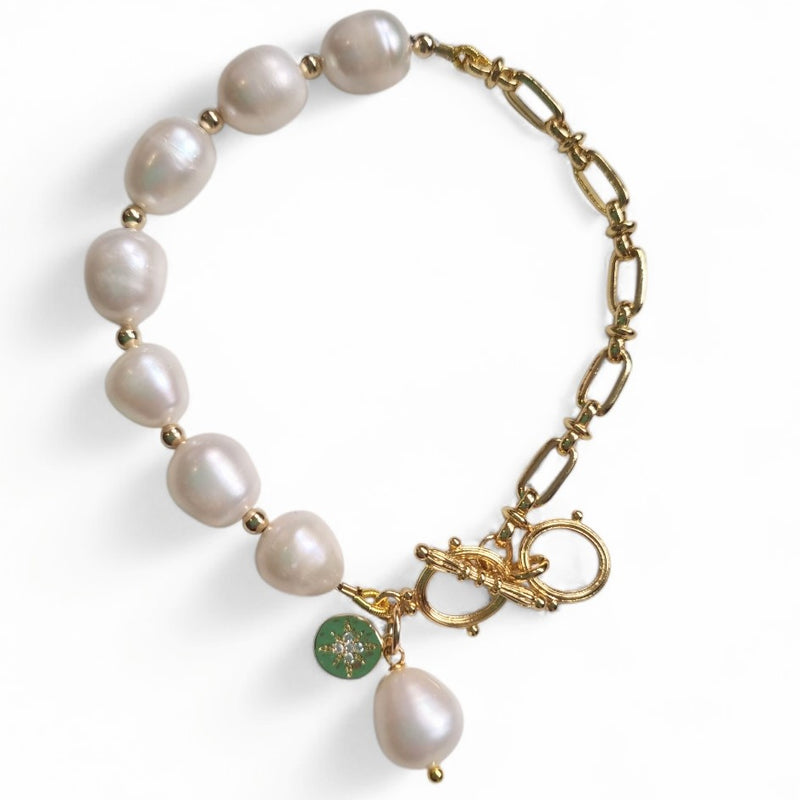 Pearlicious Marine Pearl Charm Chain Bracelet