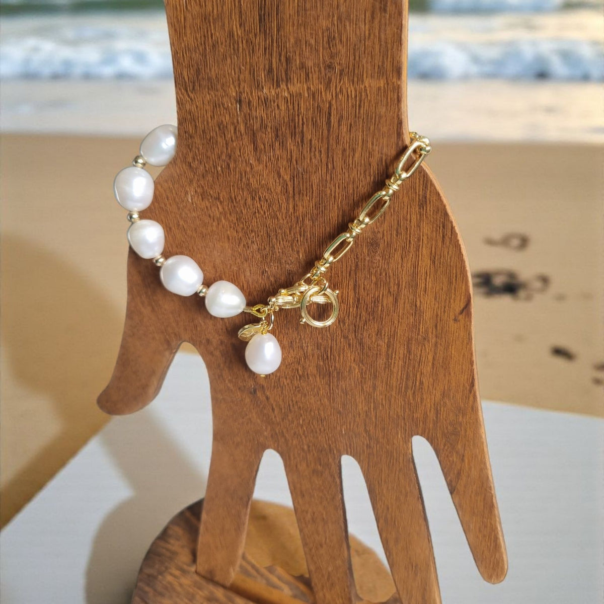 Pearlicious Marine Pearl Charm Chain Bracelet
