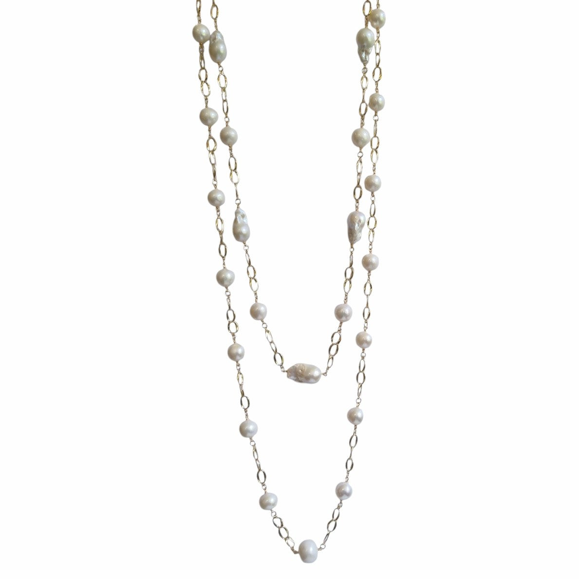 Pearlicious long Pearl Chain Link Necklace