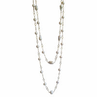 Pearlicious long Pearl Chain Link Necklace
