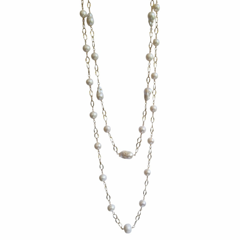 Pearlicious long Pearl Chain Link Necklace