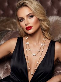 Pearlicious long Pearl Chain Link Necklace