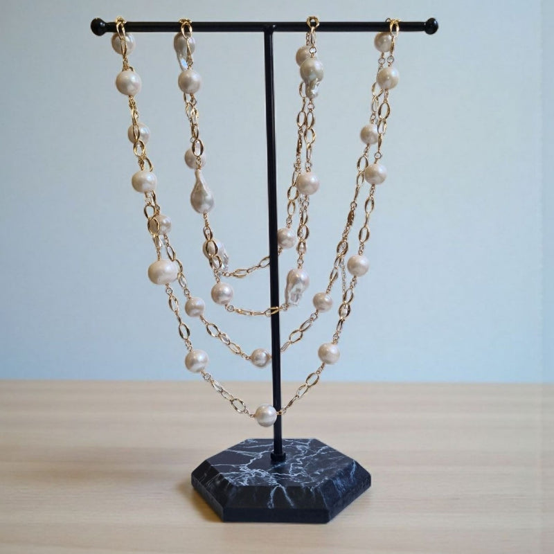 Pearlicious long Pearl Chain Link Necklace