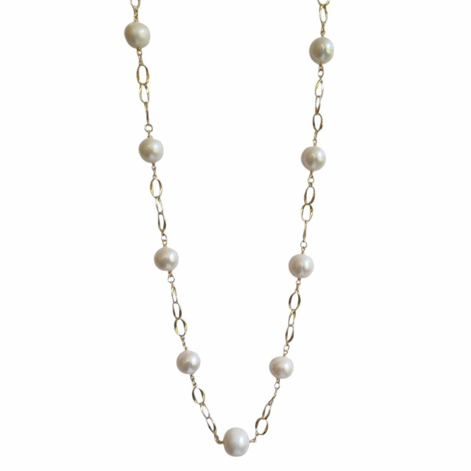 Pearlicious long Pearl Chain Link Necklace