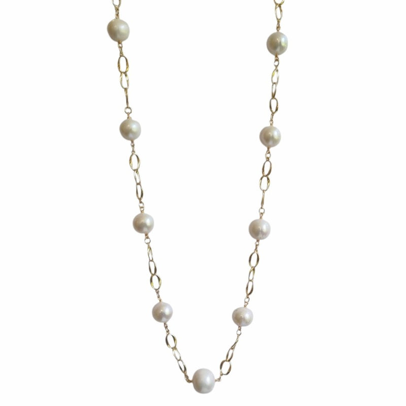 Pearlicious long Pearl Chain Link Necklace