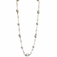 Pearlicious long Pearl Chain Link Necklace
