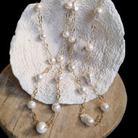 Pearlicious long Pearl Chain Link Necklace