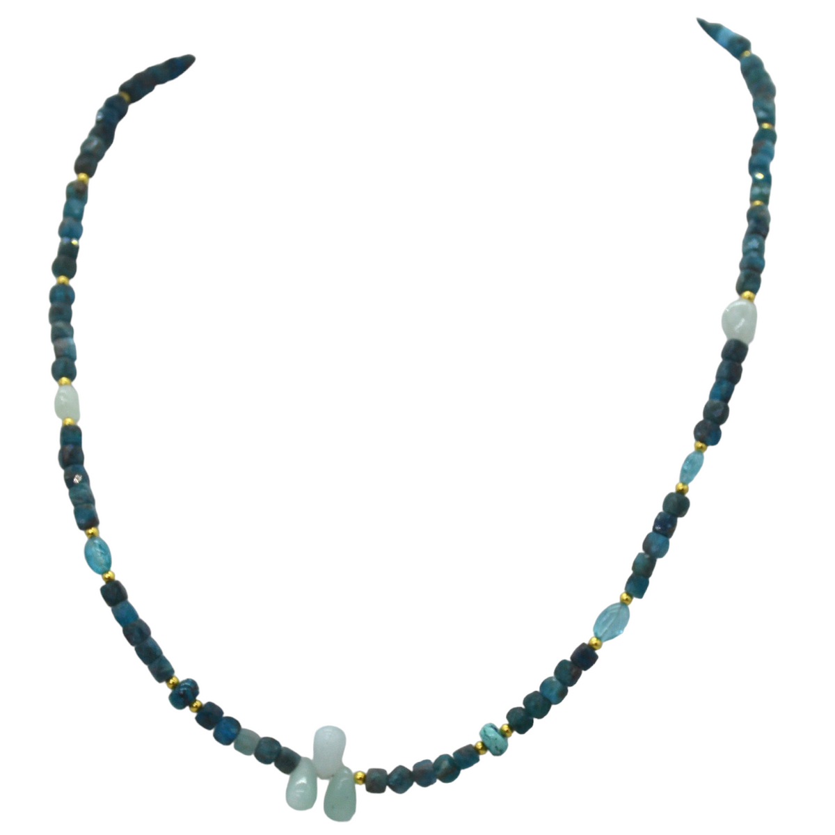 Jasmine Apatite, Emerald and Chrysocolla Necklace