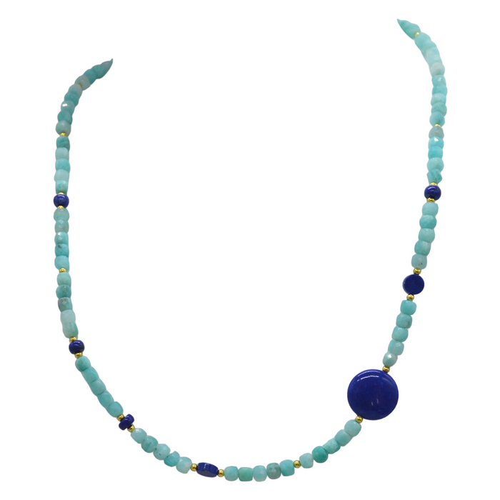 Jasmine Amazonite and Lapis Lazuli Necklace