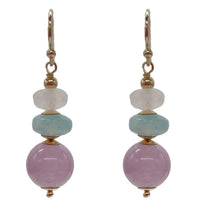 Deva Lavender Amethyst, Amazonite & Rose Quartz 14k gold filled Earrings