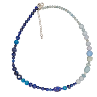 Azure Aquamarine, Blue Lace Agate, Apatite, Lapis and Kyanite Necklace