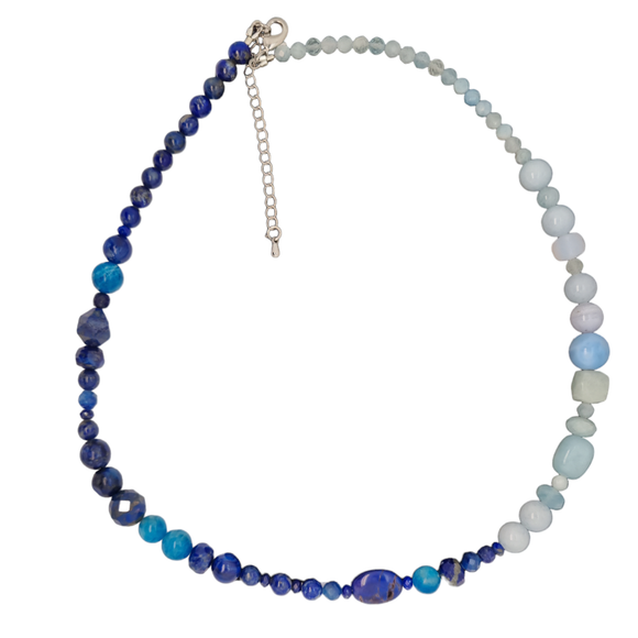 Aquamarine bead necklace deals