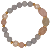 Bea Aquamarine, Rose Quartz, Morganite, Amazonite & Freshwater Pearl bracelets