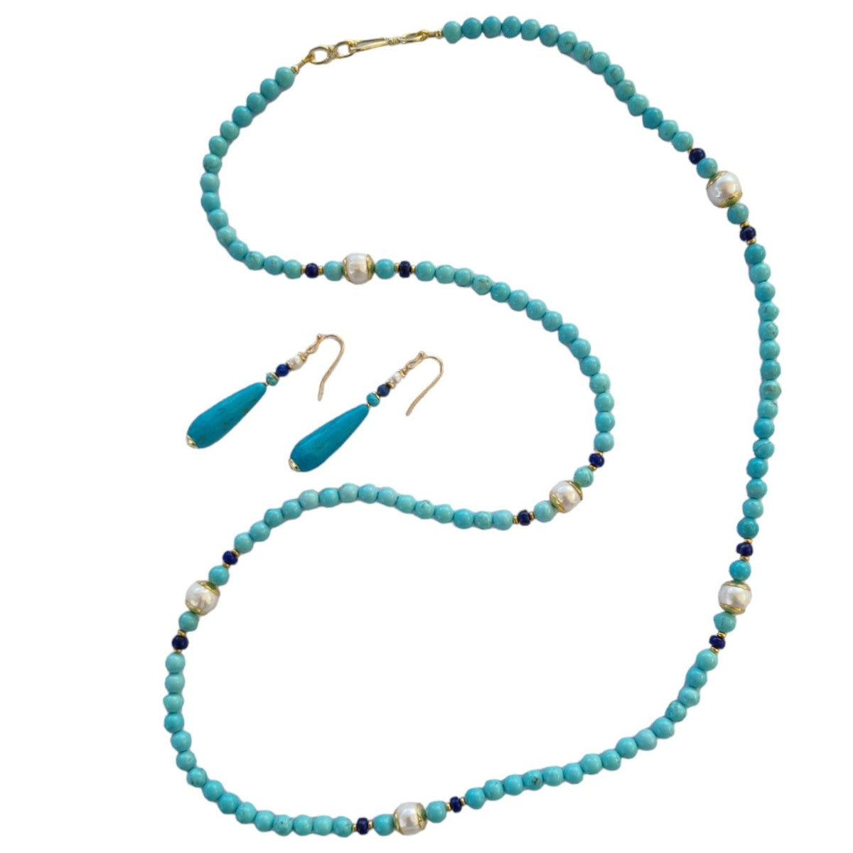 Camille Turquoise, Lapis Lazuli and Pearl Necklace