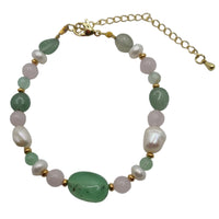 Serenity Chrysophase, Rose Quartz, Green Aventurine and Pearl Bracelet