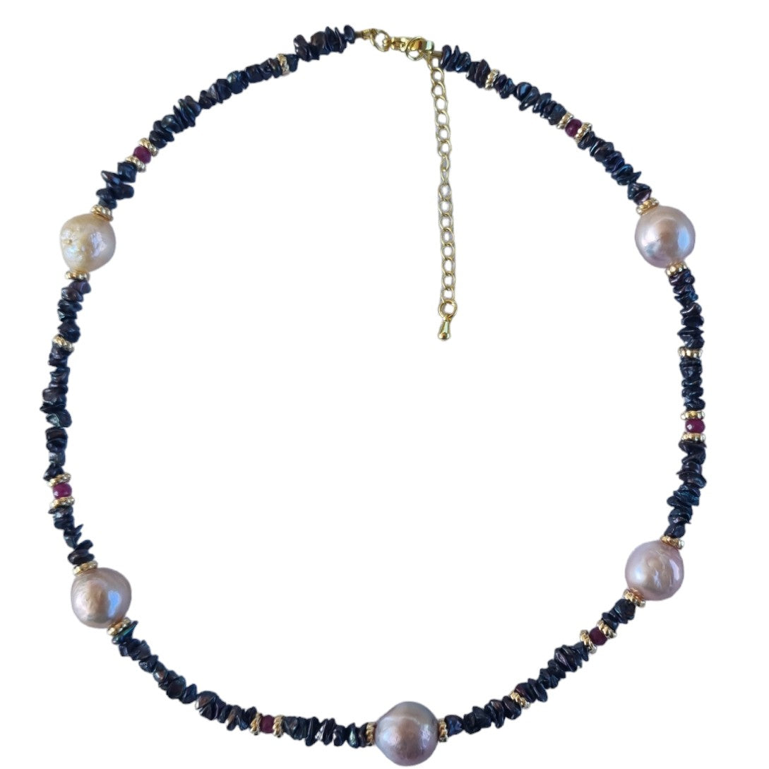 Pacifica Keshi Pearl and Blue Topaz Necklace