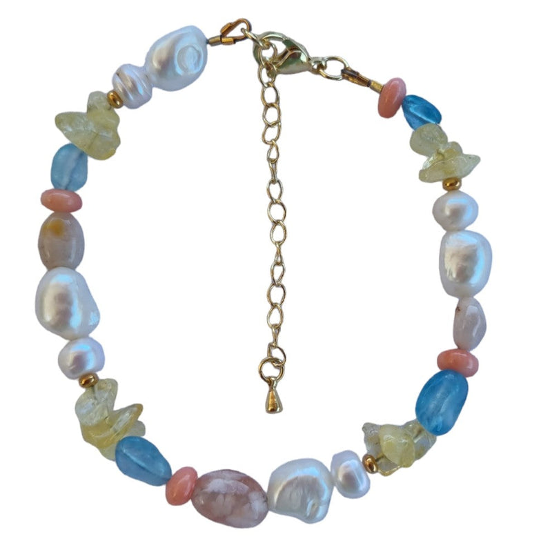 Serenity Citrine, Aquamarine, Coral and Pearl Bracelet