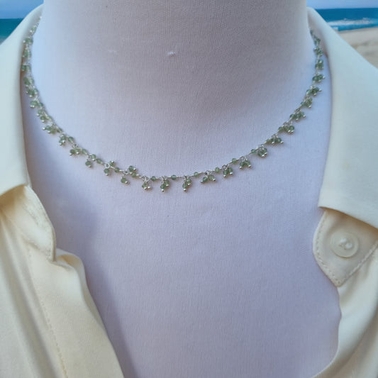 Raindrop multi drop Green Apatite necklace
