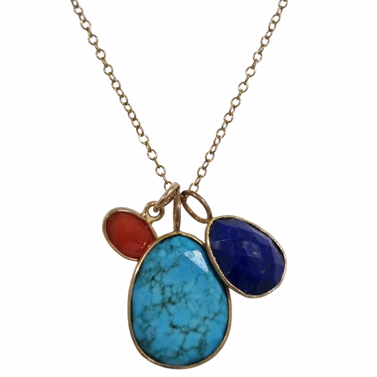 Tatiana 3 Gemstone drop No.12 Turquoise, Lapis Lazuli and Carnelian one only