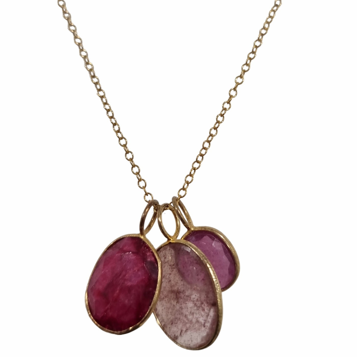 Tatiana 3 Gemstone drop No.10 Sponge Quartz, Ruby and Pink Tourmaline one only