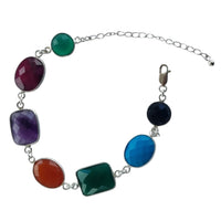 Monty Green Onyx, Ruby, Amethyst, Carnelian, Turquoise and Onyx Sterling Silver bracelet