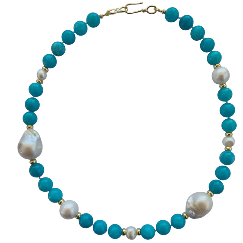 Joyla Amazonite and Pearl Necklace