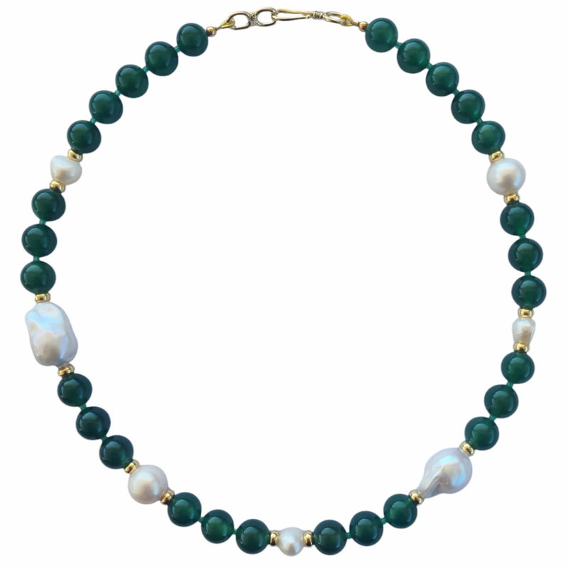 Joyla Green Onyx and Pearl Necklace