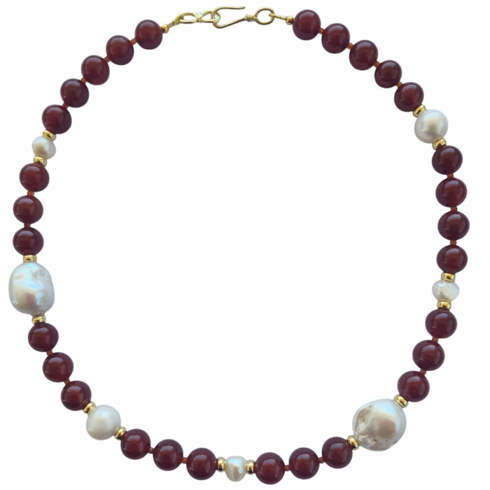 Joyla Carnelian and Pearl Necklace