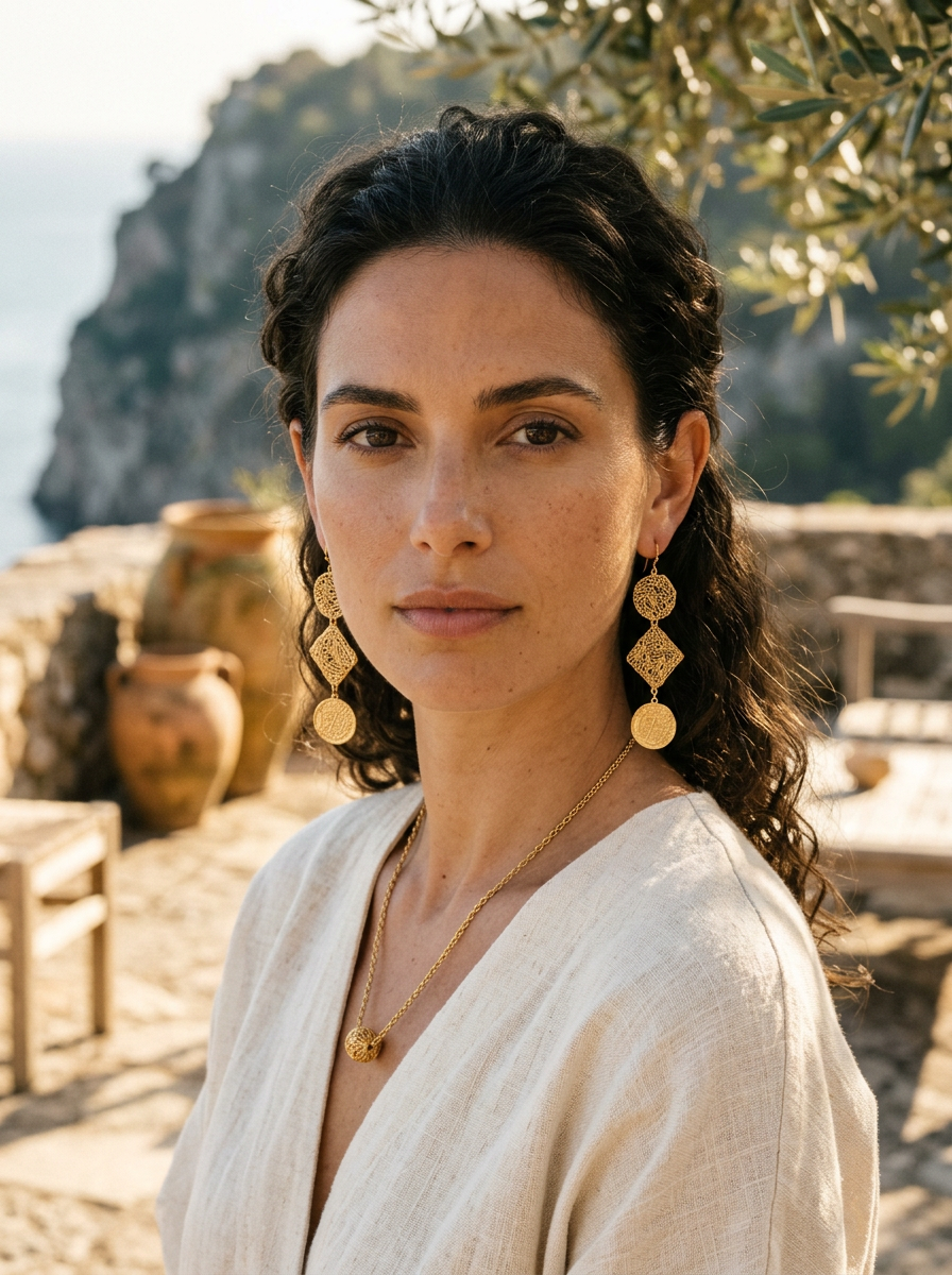 Praia Triple drop Coin Earrings