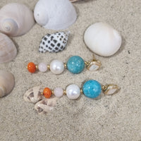 Prego Amazonite, Pearl, Rose, Quartz and Coral Earrings
