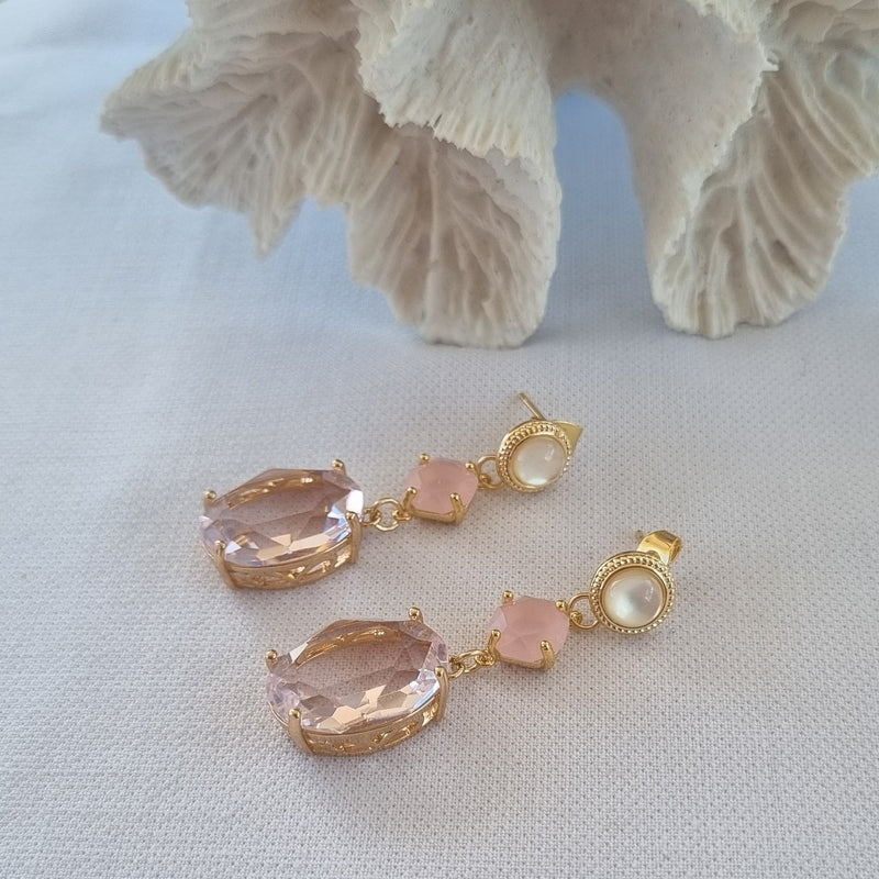 Primavera Crystal Earrings  Mother of Pearl Rose