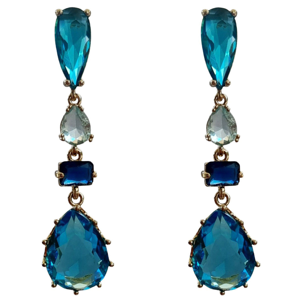 Primavera Crystal Earrings Aquamarine and Sapphire