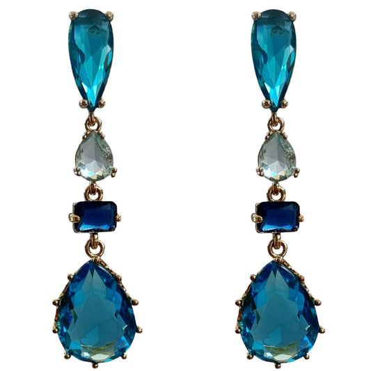 Primavera Crystal Earrings Aquamarine and Sapphire