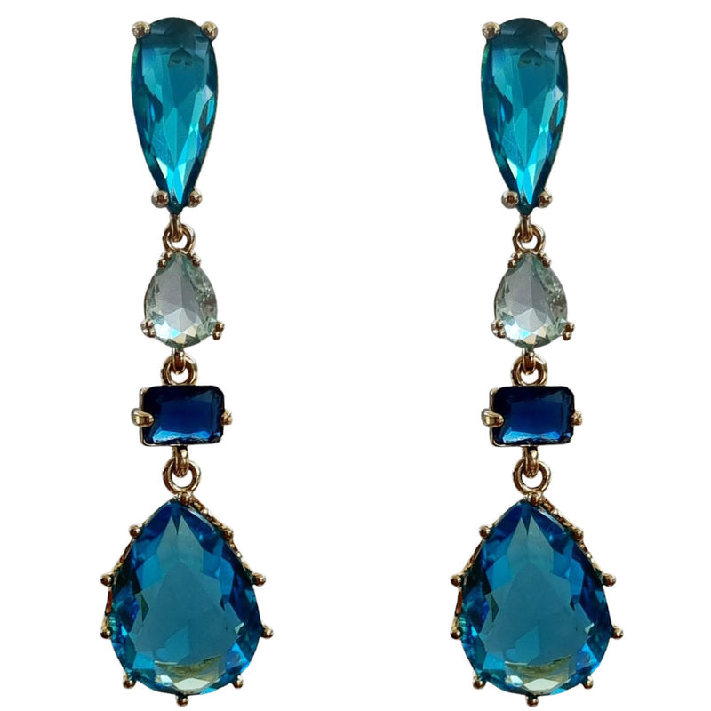 Primavera Crystal Earrings Aquamarine and Sapphire