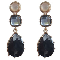 Primavera Crystal Earrings Mother of Pearl Onyx