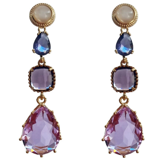 Primavera Crystal Earrings  Mother of Pearl Violet