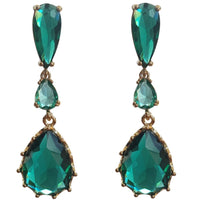 Primavera Crystal Earrings Emerald Teardrop