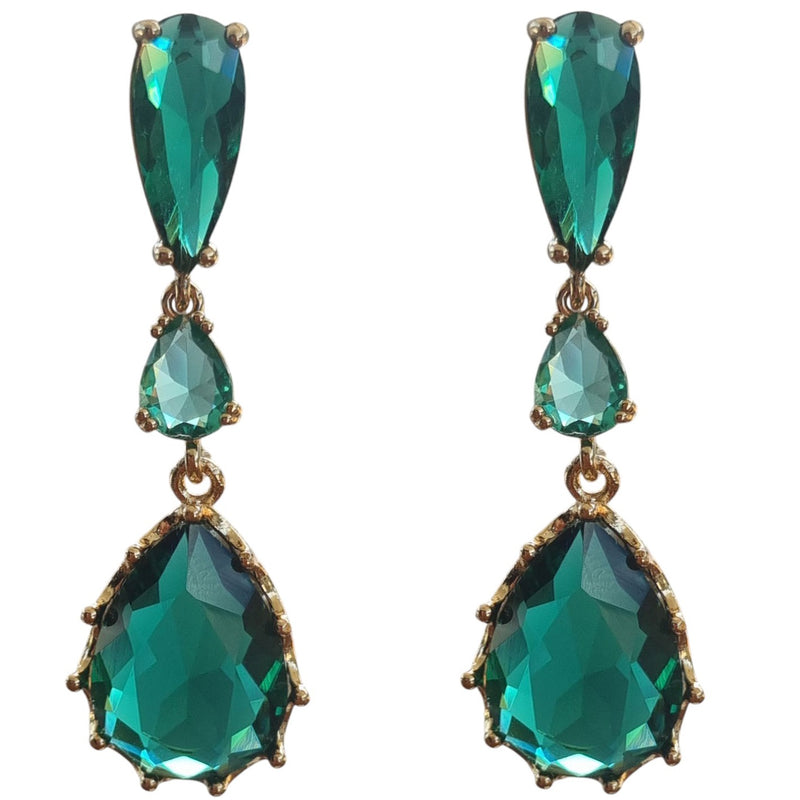 Primavera Crystal Earrings Emerald Teardrop