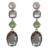 Primavera Crystal Earrings Mother Of Pearl Olive Green